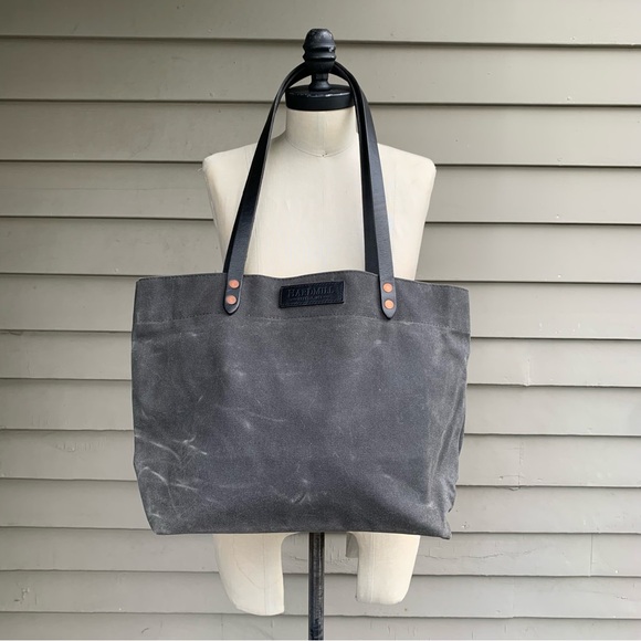 Hardmill Waxed Canvas Charcoal Gray Market Tote - Picture 4 of 16